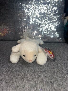 Fleece The Lamb: Ty White Lamb Plush with Heart Tag